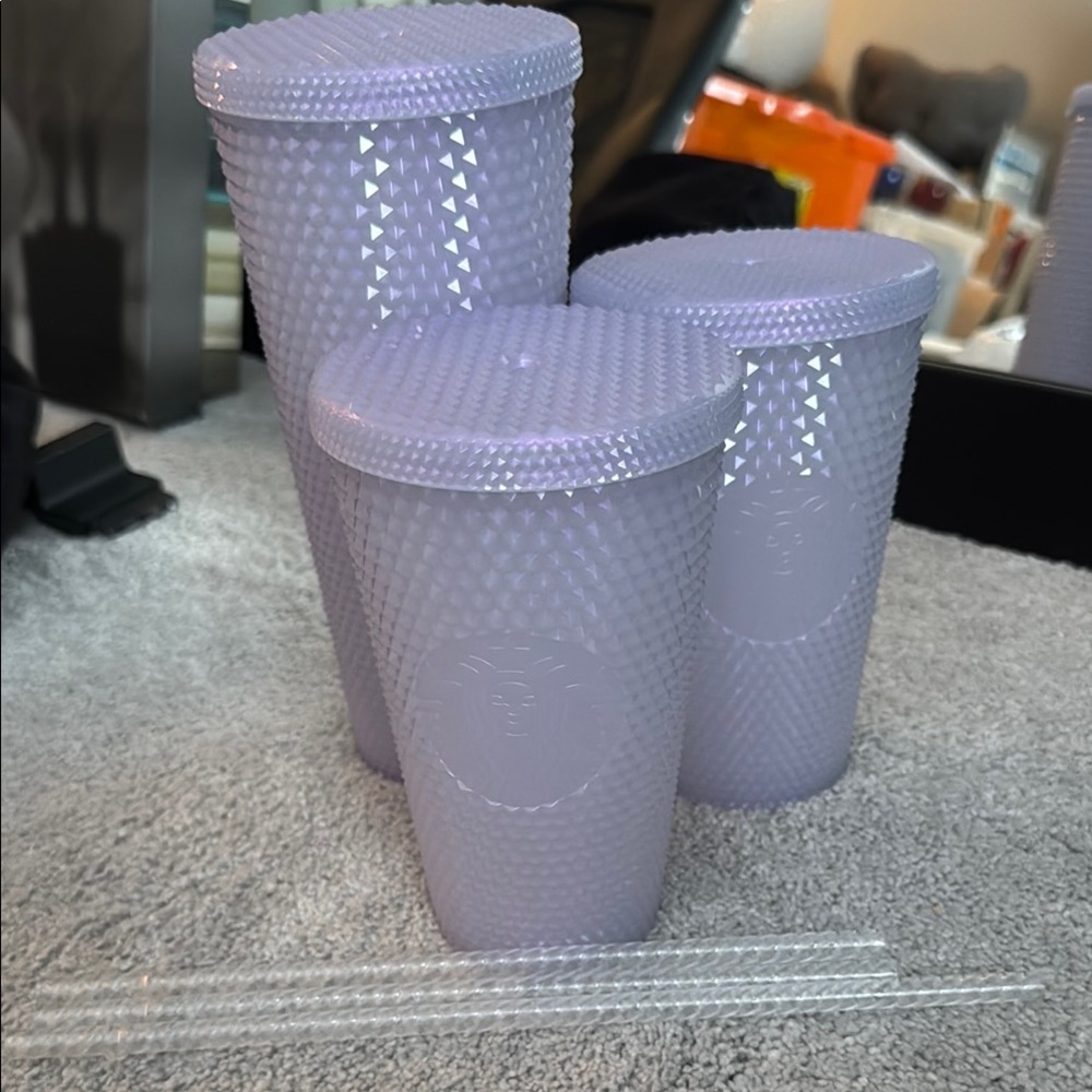 Bnwt Starbuck icy white studded set.  Tumbler Set of three